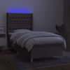 vidaXL Cama box spring colch&oacute;n y luces LED tela gris taupe 90x190 cm