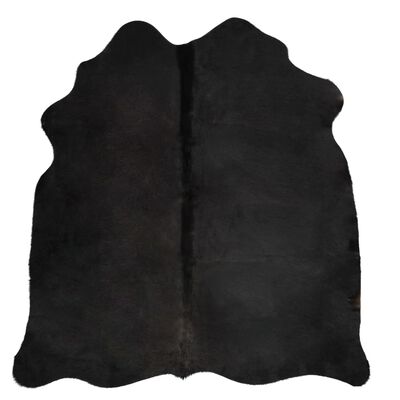 vidaXL Alfombra de piel de vaca auténtica negro 150x170 cm