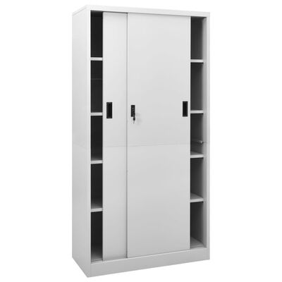 vidaXL Armario oficina puerta corredera acero gris claro 90x40x180 cm