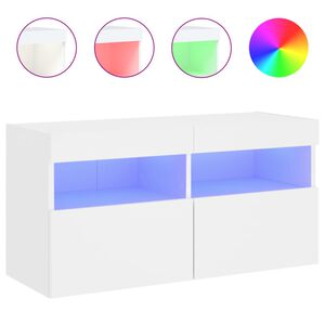 vidaXL Mueble de TV de pared con luces LED blanco 80x30x40 cm