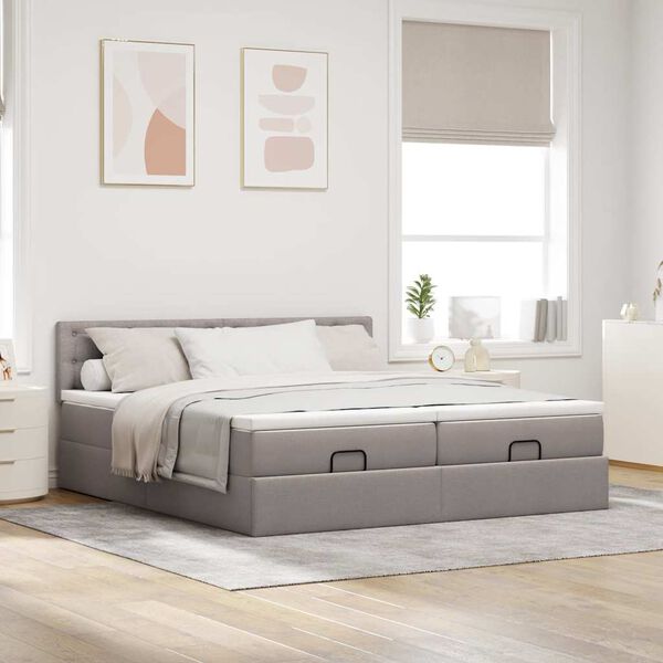 vidaXL Estructura de cama otomana colchones tela gris pardo 160x200cm
