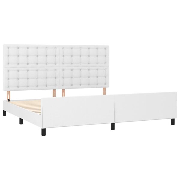 vidaXL Estructura de cama sin colch&oacute;n cuero sint&eacute;tico blanco 200x200cm