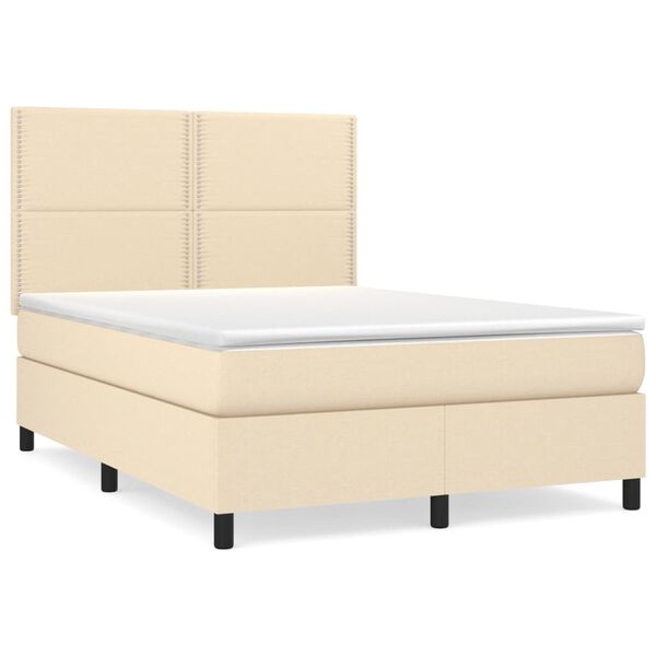 vidaXL Cama box spring con colch&oacute;n tela color crema 140x200 cm