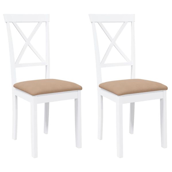vidaXL Sillas de comedor con cojines 2uds madera maciza blanco caucho