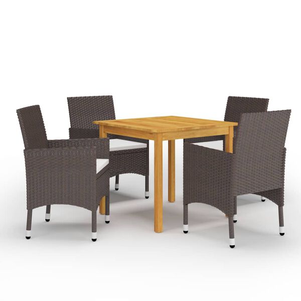 vidaXL Juego de comedor de jard&iacute;n de 5 piezas marr&oacute;n