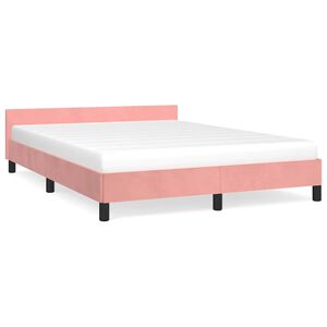 vidaXL Cama con cabecero sin colch&oacute;n terciopelo rosa 140x190 cm