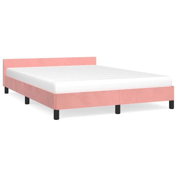 vidaXL Cama con cabecero sin colch&oacute;n terciopelo rosa 140x190 cm