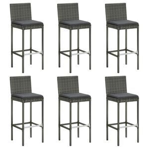 vidaXL Taburetes de cocina con cojines 6 uds rat&aacute;n sint&eacute;tico gris