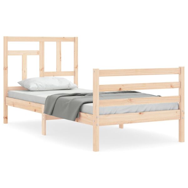 vidaXL Estructura de cama con cabecero madera maciza