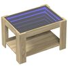 vidaXL Mesa de centro y LED madera ingenier&iacute;a roble Sonoma 73x53x45 cm