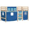 vidaXL Cama alta para ni&ntilde;os con cortinas madera pino azul 90x200 cm