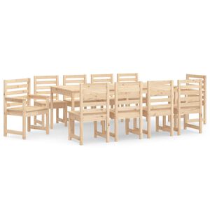 vidaXL Juego de comedor de jardín 11 piezas madera maciza de pino