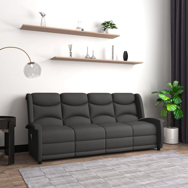 vidaXL Sillón de masaje reclinable 4 plazas microfibra gris oscuro