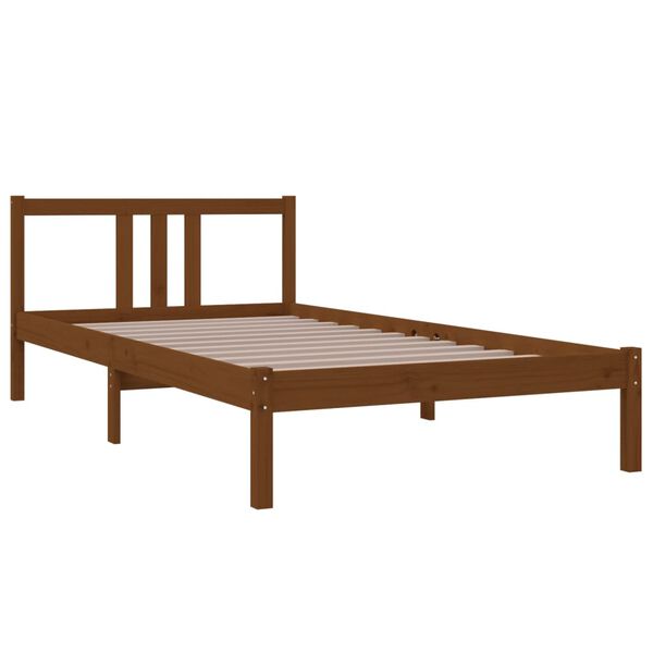 vidaXL Estructura cama sin colch&oacute;n madera maciza marr&oacute;n miel 100x200cm