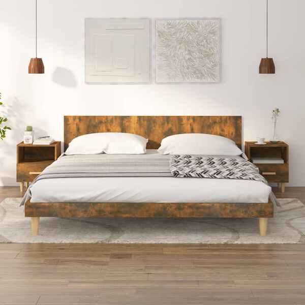 vidaXL Mesitas de noche 2 unidades color roble ahumado 40x35x47 cm