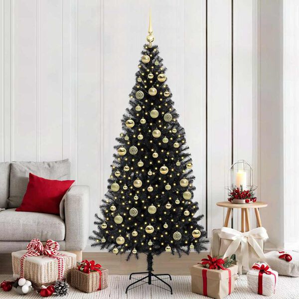 vidaXL &Aacute;rbol de Navidad con 300 LED con soporte Negro 210 cm PVC