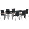 vidaXL Conjunto de Comedor de Jard&iacute;n 7 uds. Negro