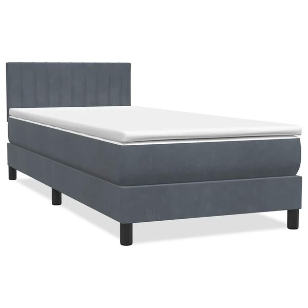 vidaXL Cama box spring con colch&oacute;n y LED terciopelo gris oscuro 100x220 cm