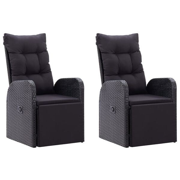 vidaXL Juego muebles jard&iacute;n 5 pzas con cojines rat&aacute;n sint&eacute;tico negro