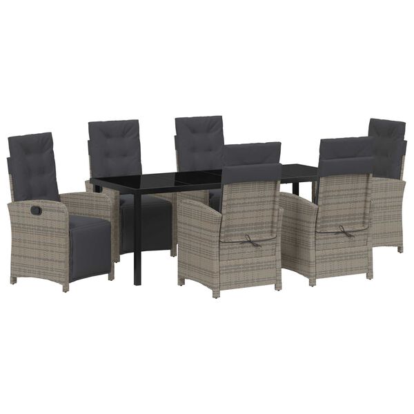 vidaXL Conjunto de Comedor de Jard&iacute;n 7 pcs Gris rat&aacute;n sint&eacute;tico