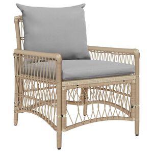 vidaXL Silla de Jard&iacute;n con coj&iacute;n Beige 73 x 61 x 77 cm rat&aacute;n sint&eacute;tico