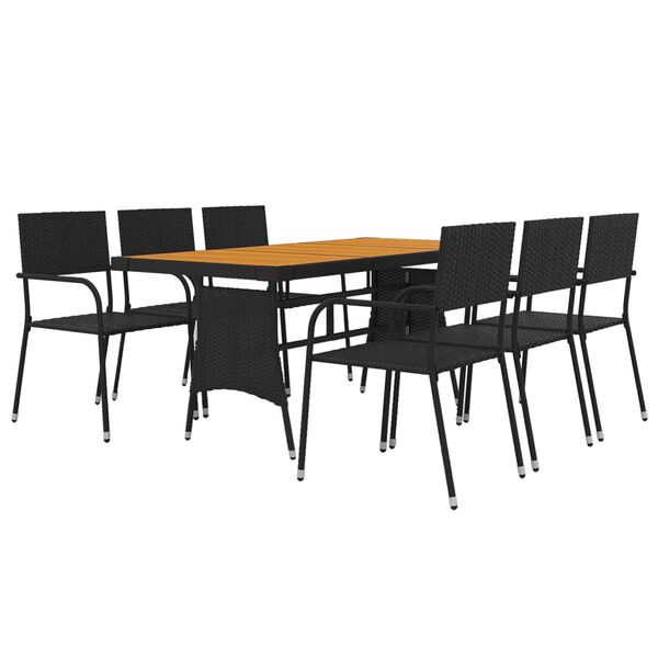 vidaXL Juego de comedor de jard&iacute;n 7 piezas rat&aacute;n sint&eacute;tico negro