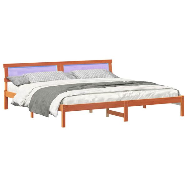 vidaXL Estructura de cama con cabecera Marr&oacute;n cera 180 x 200 cm