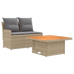 vidaXL Sof&aacute; de Jard&iacute;n con Reposabrazos y Mesa Elevable 2 Pieza