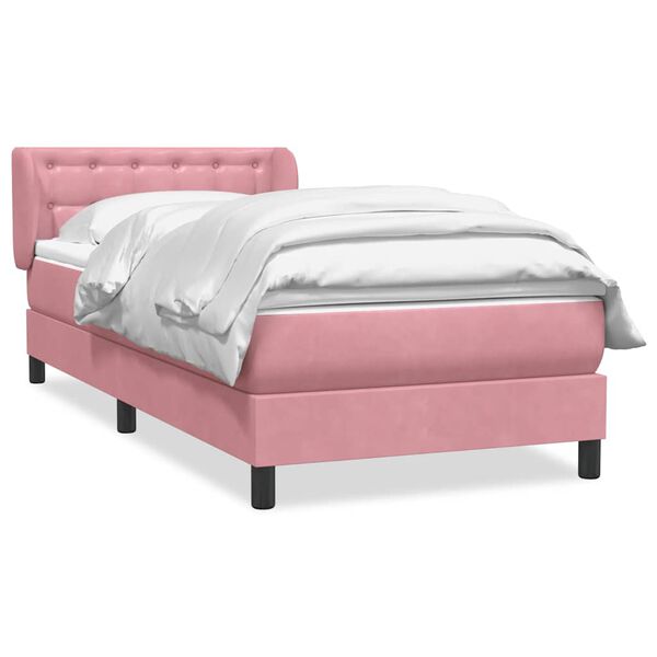 vidaXL Cama box spring con colchón terciopelo rosa 100x210 cm