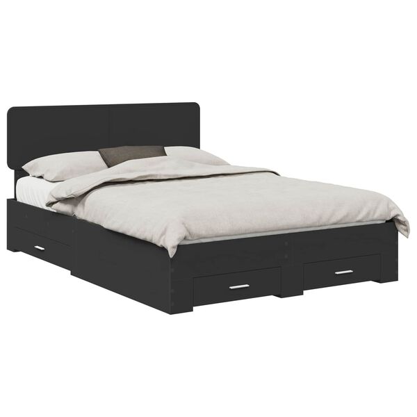 vidaXL Estructura de cama Negro 140 x 190 cm Madera de ingenier&iacute;a