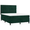 vidaXL Cama box spring colch&oacute;n y LED terciopelo verde oscuro 140x200cm