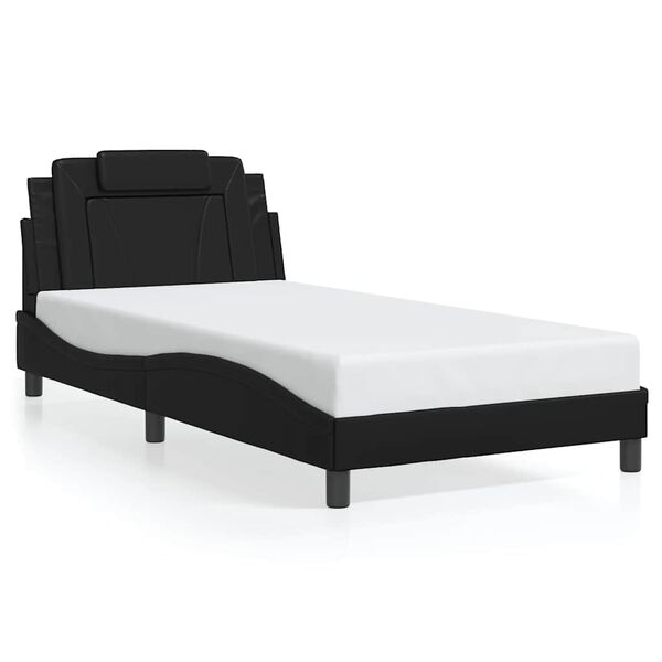 vidaXL Estructura de cama Viana sin colch&oacute;n cuero sint&eacute;tico negro 100x203 cm