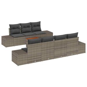 vidaXL Conjunto de sof&aacute;s de jard&iacute;n 8 pcs Gris rat&aacute;n sint&eacute;tico