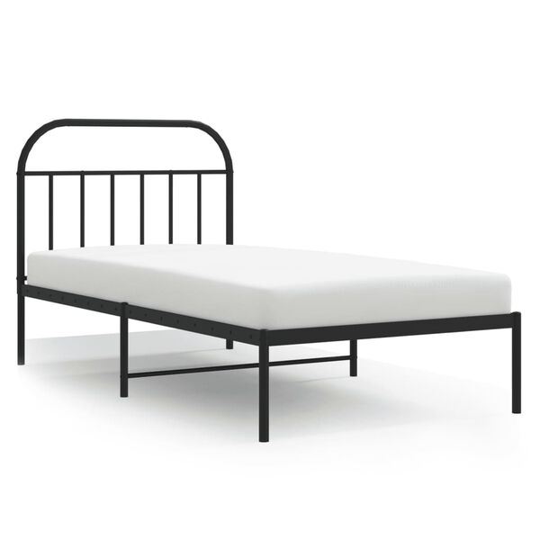 vidaXL Estructura cama sin colch&oacute;n con cabecero metal negro 107x203 cm