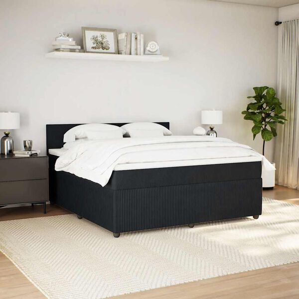 vidaXL Cama box spring con colch&oacute;n terciopelo negro 180x200 cm