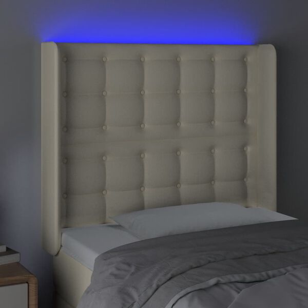 vidaXL Cabecero con LED cuero sint&eacute;tico color crema 103x16x118/128 cm