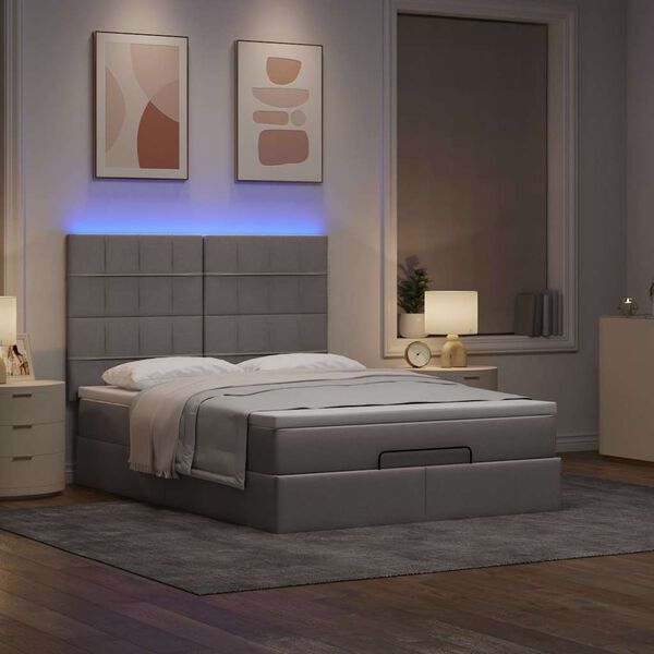 vidaXL Estructura de cama otomana colch&oacute;n tela gris pardo 140x190cm