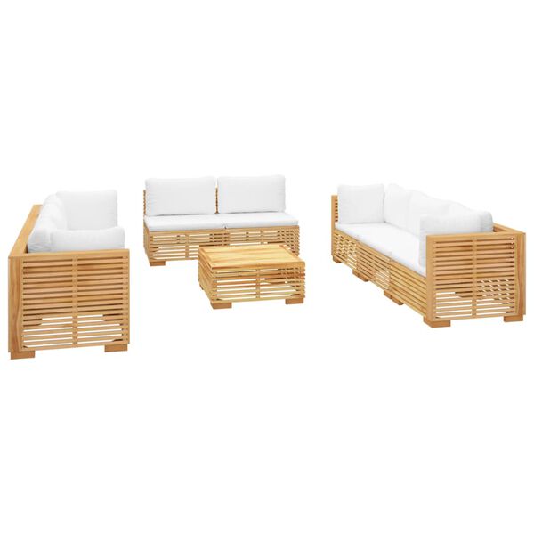 vidaXL Juego muebles de jard&iacute;n 9 piezas y cojines madera maciza teca