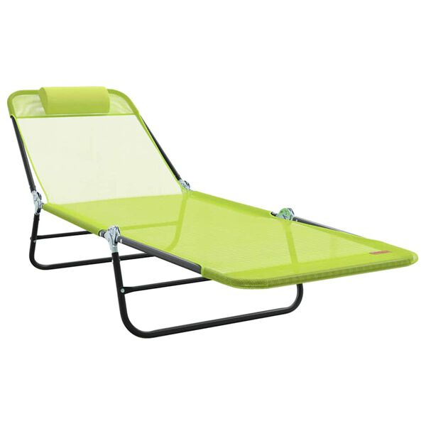 vidaXL Tumbona plegable 1-persona Verde 182 x 55 x 85.5cm Metal