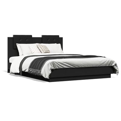 vidaXL Estructura de cama con cabecero y luces LED negro 120x190 cm