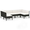 vidaXL Set de muebles de jard&iacute;n 6 pzas y cojines rat&aacute;n sint&eacute;tico negro