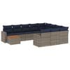 vidaXL Set de sof&aacute;s de jard&iacute;n 11 pzas y cojines rat&aacute;n sint&eacute;tico gris