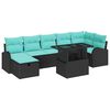 vidaXL Conjunto de sof&aacute; de jard&iacute;n 8 uds. Negro rat&aacute;n sint&eacute;tico