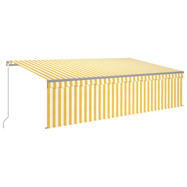 vidaXL Toldo retr&aacute;ctil manual persiana y LED amarillo y blanco 5x3 m