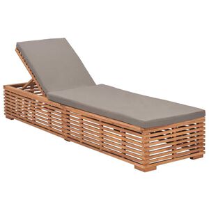 vidaXL Tumbona con coj&iacute;n madera maciza de teca gris oscuro
