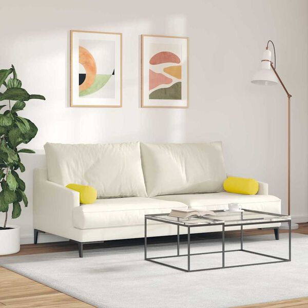 vidaXL Cojines Bolster 2 pcs Amarillo Claro Ø 15 x 40 cm tela