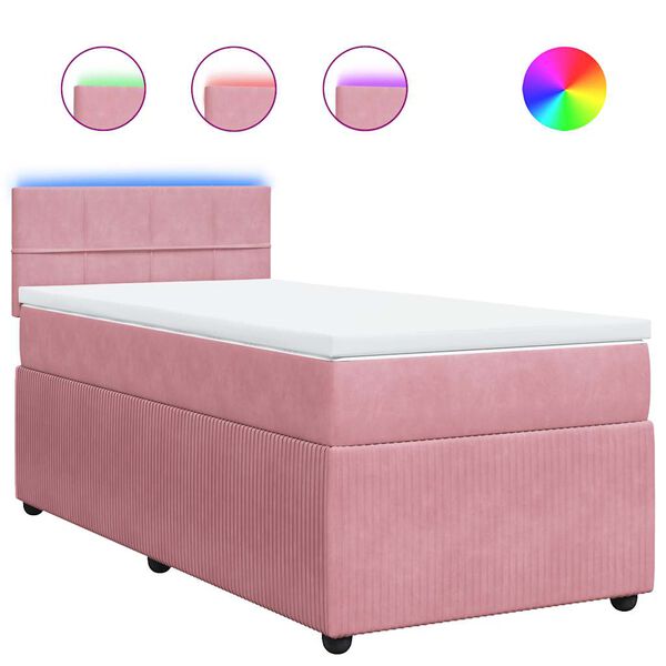 vidaXL Cama box spring con colch&oacute;n terciopelo rosa 90x190 cm