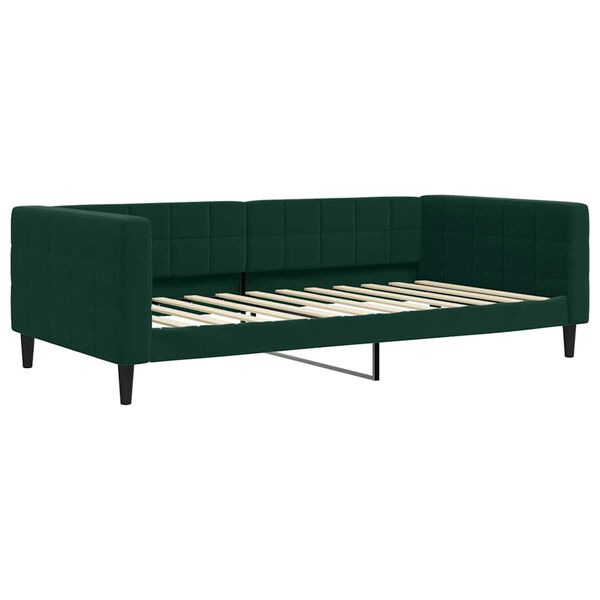 vidaXL Sof&aacute; cama con colch&oacute;n terciopelo verde oscuro 100x200 cm