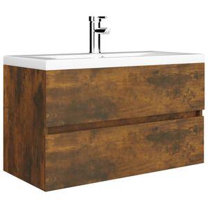 vidaXL Mueble de ba&ntilde;o con lavabo madera contrachapada roble ahumado