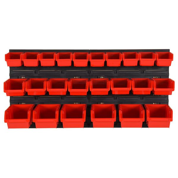 vidaXL Set estantes taller 26 pzas polipropileno rojo y negro 77x39 cm